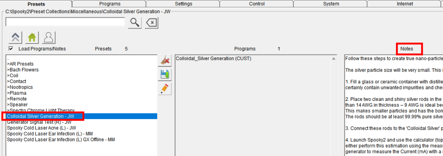 Colloidal Silver Generation – JW Preset