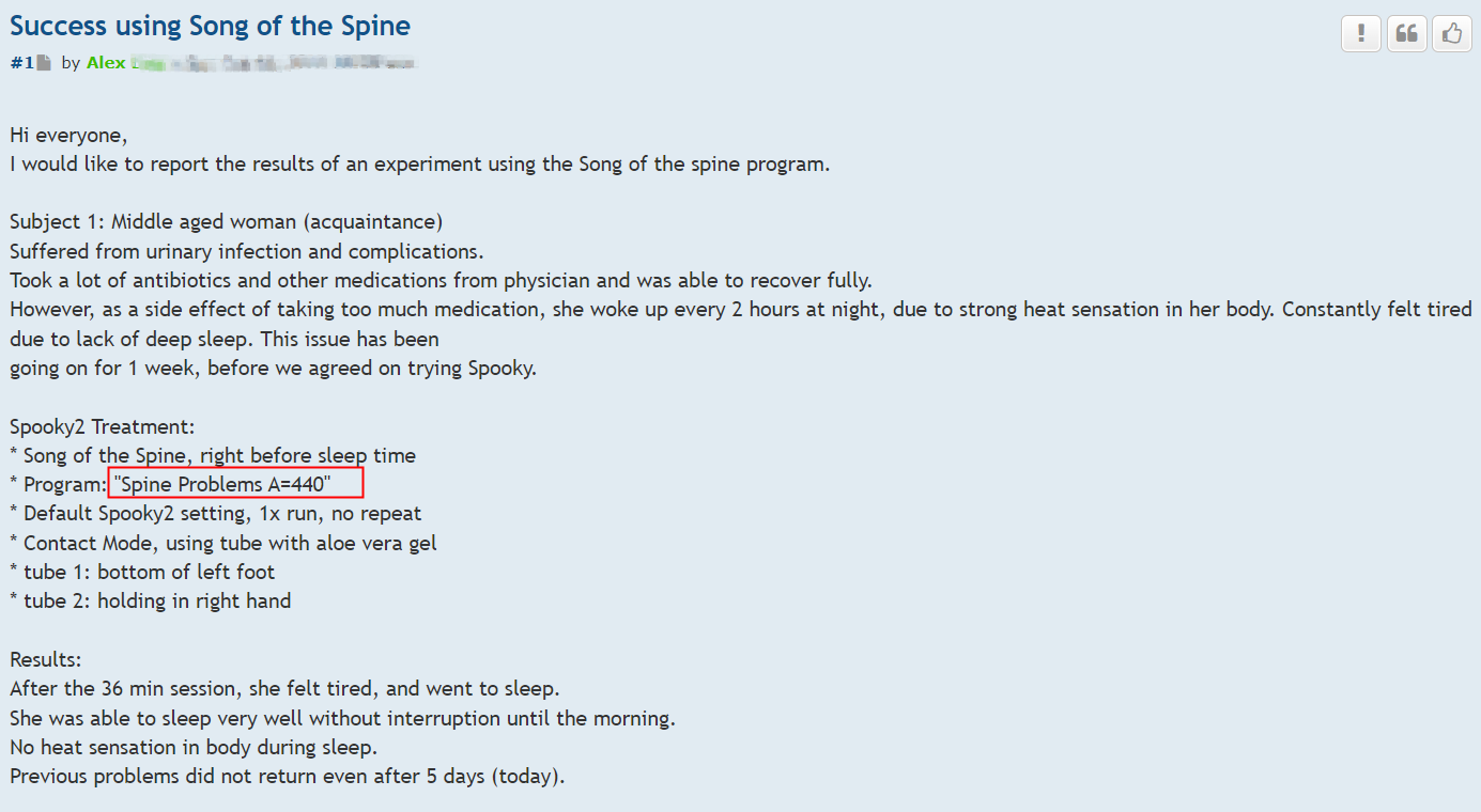 Success using Song of the Spine