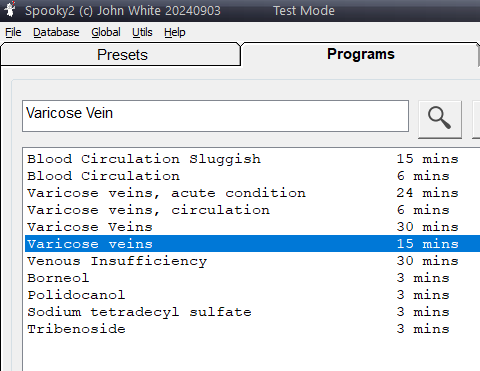Choose Programs: In the Programs tab, search for "Varicose Veins" and select relevant programs.