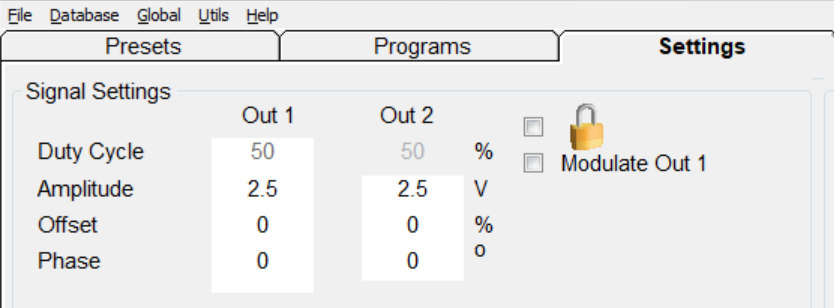 Signal Settings Amplitude